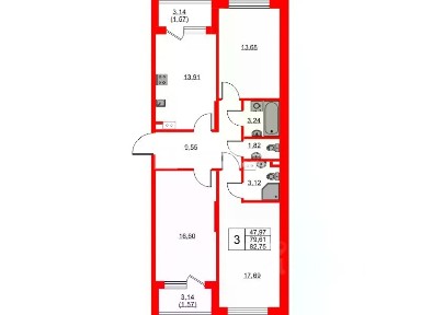 Продается 3-комн. квартира, 82,75 м²