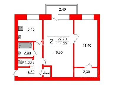 Сдается 2-комн. квартира, 44 м²