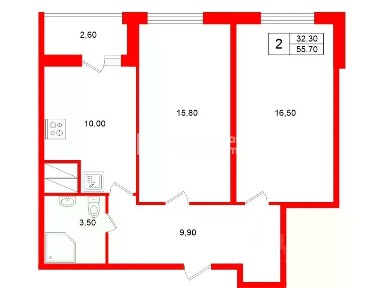 Сдается 2-комн. квартира, 55,7 м²