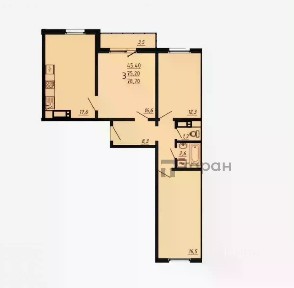 Продается 3-комн. квартира, 75,6 м²