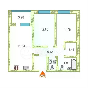 Продается 2-комн. квартира, 60,6 м²