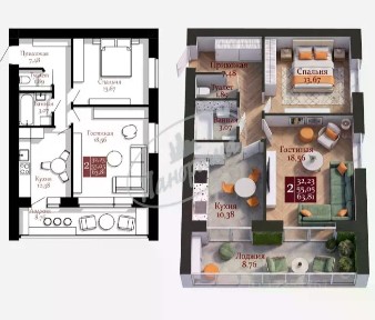 Продается 2-комн. квартира, 64 м²
