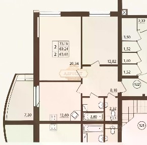 Продается 2-комн. квартира, 62 м²