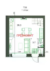 Продается 2-этажный таунхаус, 58 м²