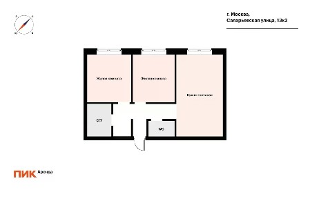 Сдается 3-комн. квартира, 56,2 м²