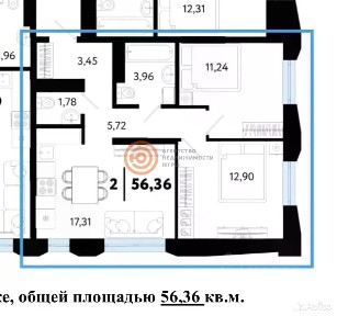 Продается 2-комн. квартира, 56,4 м²