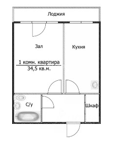 Продается 1-комн. квартира, 34,5 м²