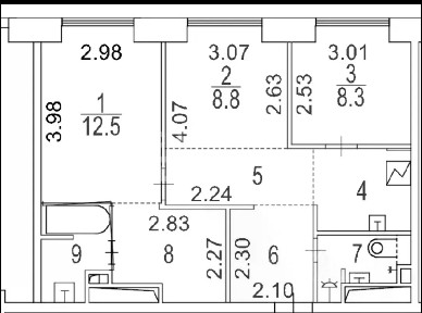 Продается 3-комн. квартира, 62 м²