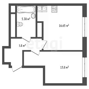 Продается 1-комн. квартира, 43,2 м²