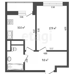 Продается 1-комн. квартира, 52,6 м²