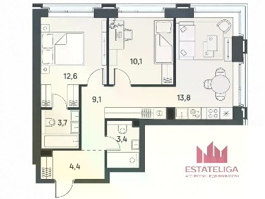 Продается 2-комн. квартира, 55,5 м²