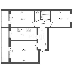 Продается 3-комн. квартира, 59,5 м²