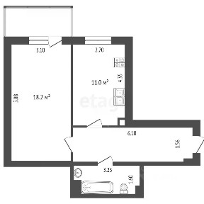 Продается 1-комн. квартира, 43,8 м²