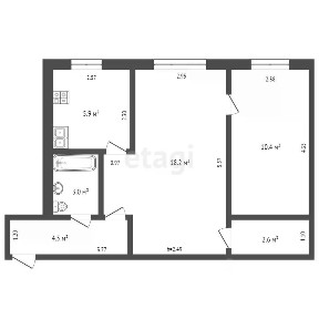 Продается 2-комн. квартира, 44,5 м²