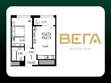 Продается 1-комн. квартира, 38,66 м²