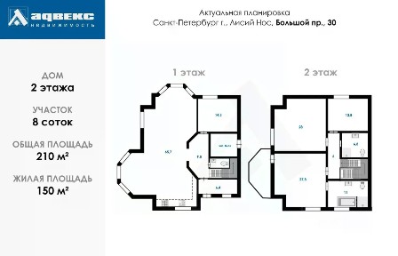 Сдается 2-этажный коттедж, 210 м²