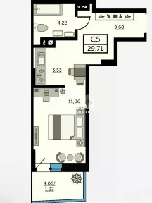 Продается студия, 32,7 м²
