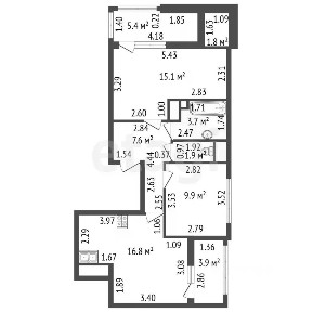 Сдается 3-комн. квартира, 57 м²