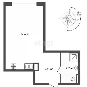 Продается студия, 26,1 м²
