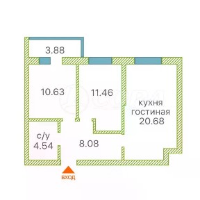 Продается 2-комн. квартира, 56 м²