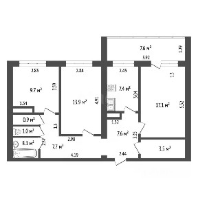 Продается 3-комн. квартира, 70,9 м²