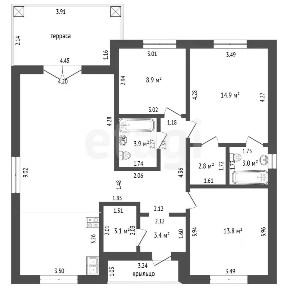 Продается 1-этажный дом, 116 м²