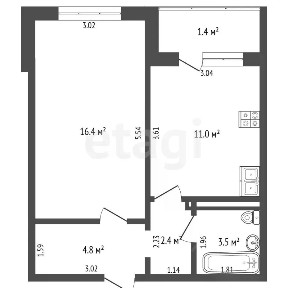 Продается 1-комн. квартира, 39,5 м²