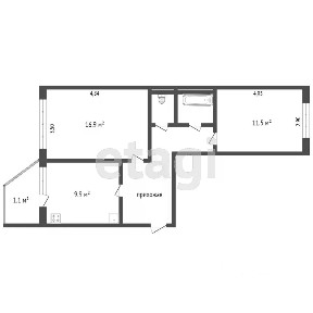 Продается 2-комн. квартира, 52,9 м²