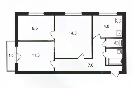 Продается 3-комн. квартира, 52 м²