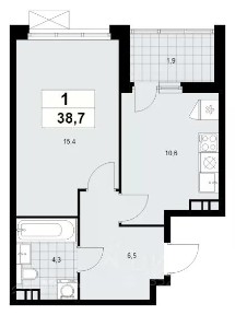 Продается 1-комн. квартира, 38,7 м²
