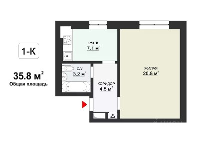Продается 1-комн. квартира, 36 м²