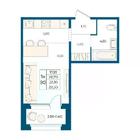 Продается студия, 28,1 м²