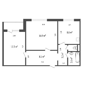Продается 2-комн. квартира, 52,7 м²