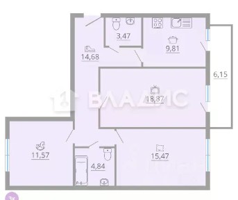 Продается 3-комн. квартира, 77,7 м²