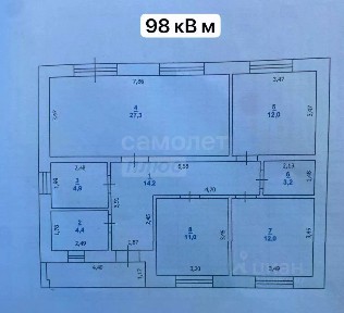 Продается 1-этажный дом, 98 м²
