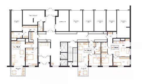 Продается 1-комн. квартира, 76,9 м²