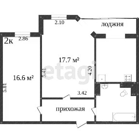 Продается 2-комн. квартира, 55,1 м²