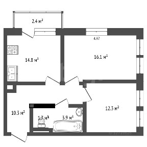 Продается 2-комн. квартира, 58,3 м²