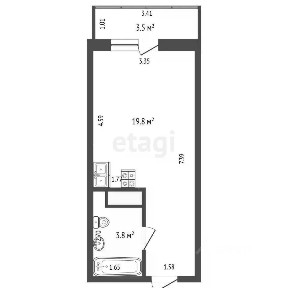 Продается студия, 23,7 м²
