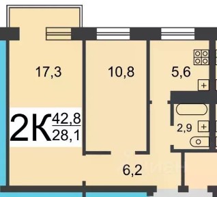 Продается 2-комн. квартира, 43 м²