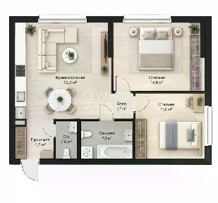 Продается 2-комн. квартира, 56,7 м²