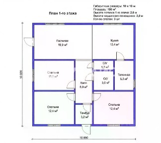 Продается 1-этажный дом, 110 м²