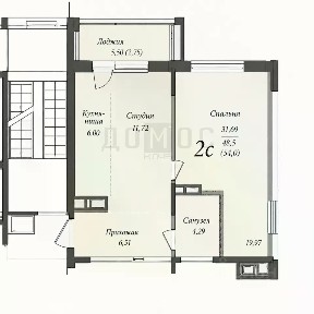 Продается 1-комн. квартира, 54 м²