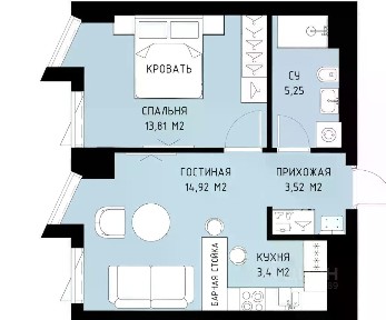 Продается 1-комн. квартира, 40,8 м²