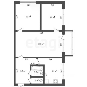 Продается 3-комн. квартира, 52,3 м²