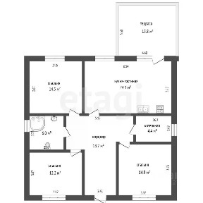 Продается 1-этажный дом, 116,1 м²