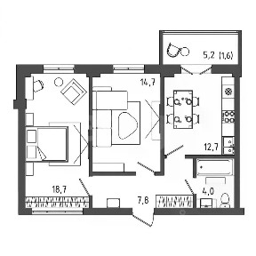 Продается 2-комн. квартира, 57,8 м²