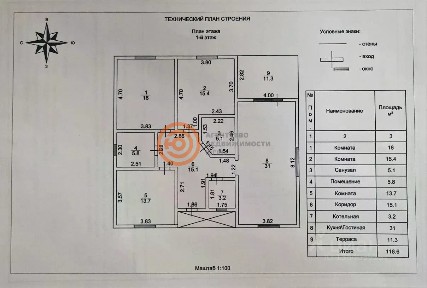 Продается 1-этажный дом, 119 м²