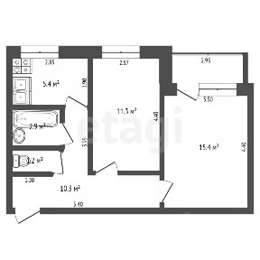 Продается 2-комн. квартира, 46,5 м²