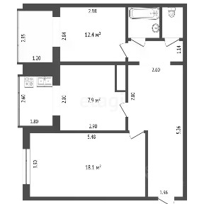 Продается 2-комн. квартира, 62,6 м²